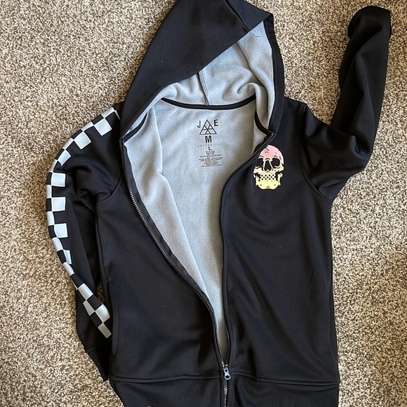 Hooded Zip Up Skull Sweater - Picture 3 of 3